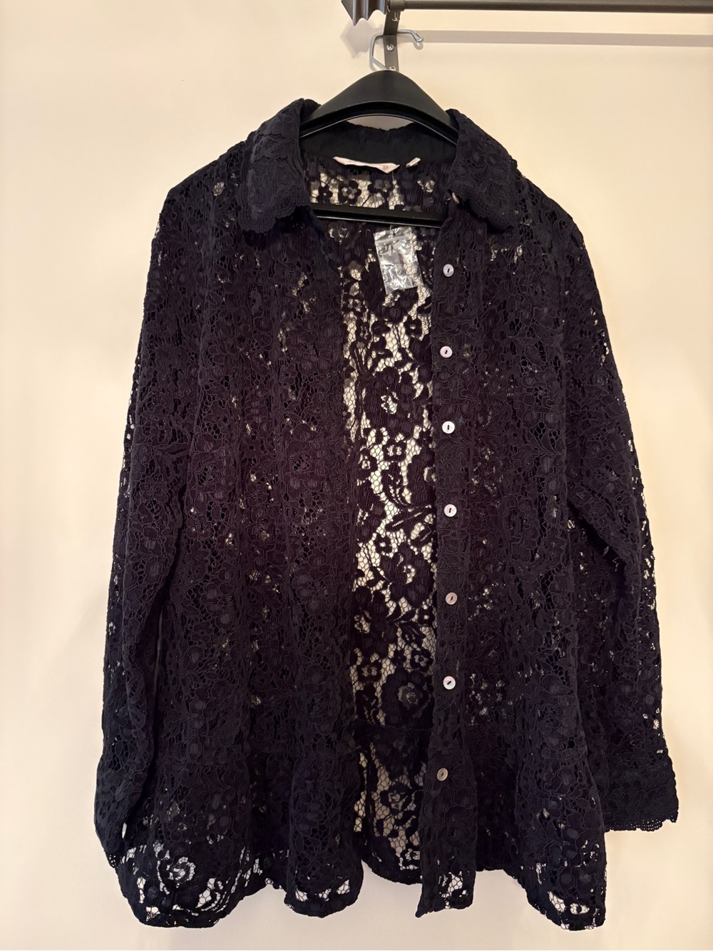 Soft Surroundings Black Lace Button Front Jacket Cardigan Top | Size M